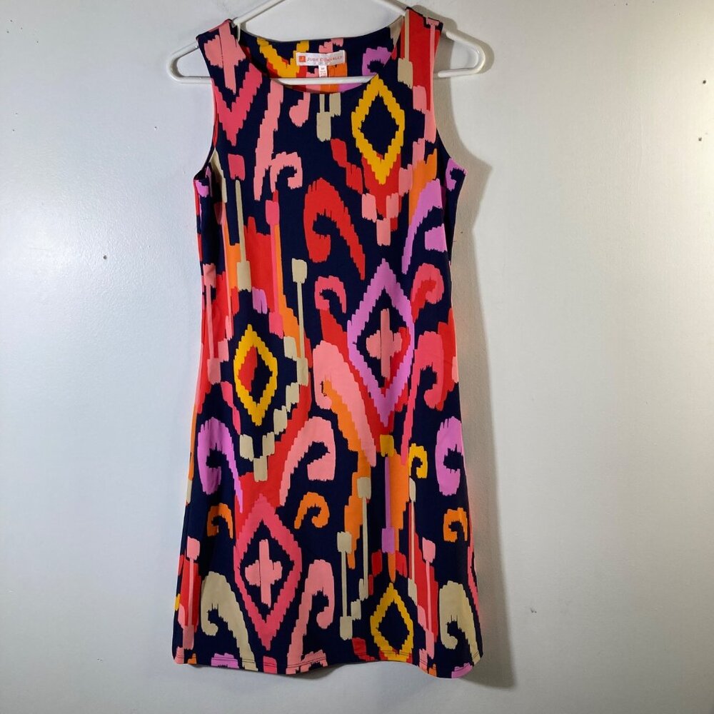 Womens Jude Connally Beth Grand Ikat Navy Dress XS Blue Multicolored NWT